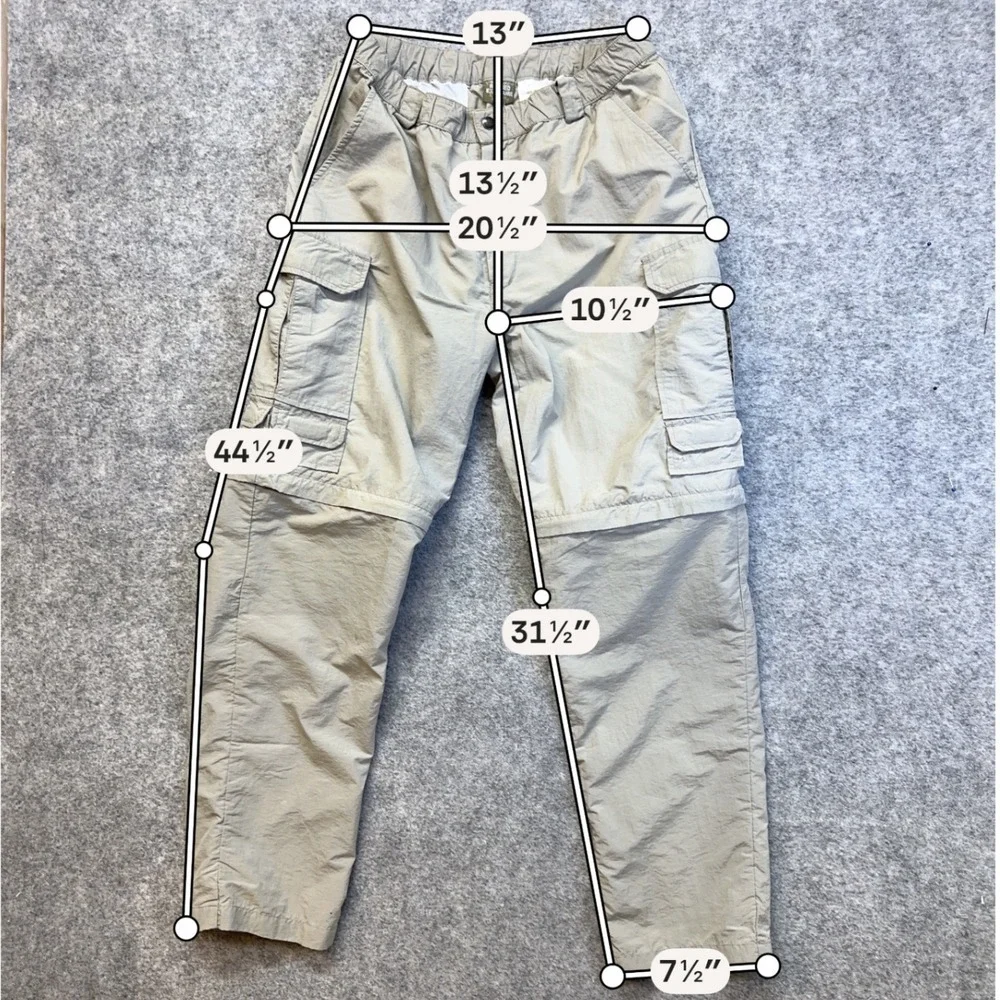 Rugged Exposure Convertible Cargo Pants Mens Medium Tan Good Zip Off Hiking